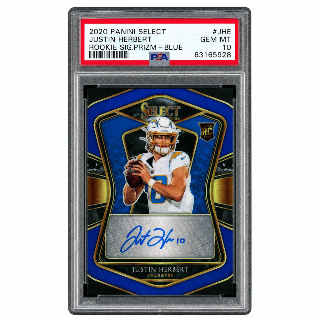2020 Panini Select Rookie Signature Prizm Blue Justin Herbert #4 /35 PSA 10 63165928