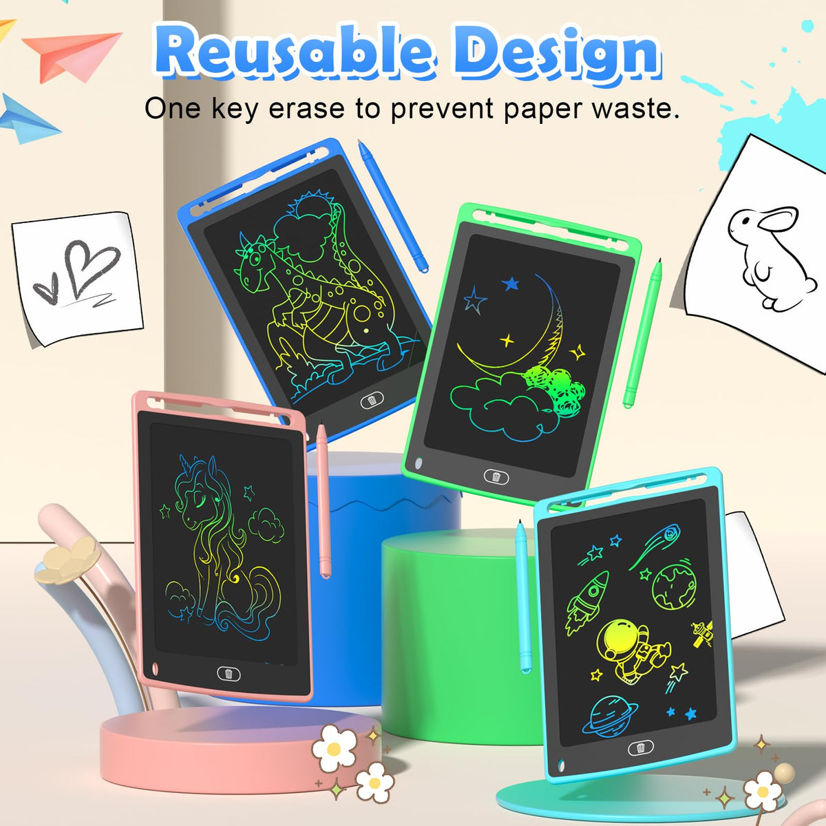 4 Pack LCD Writing Tablet for Kids,