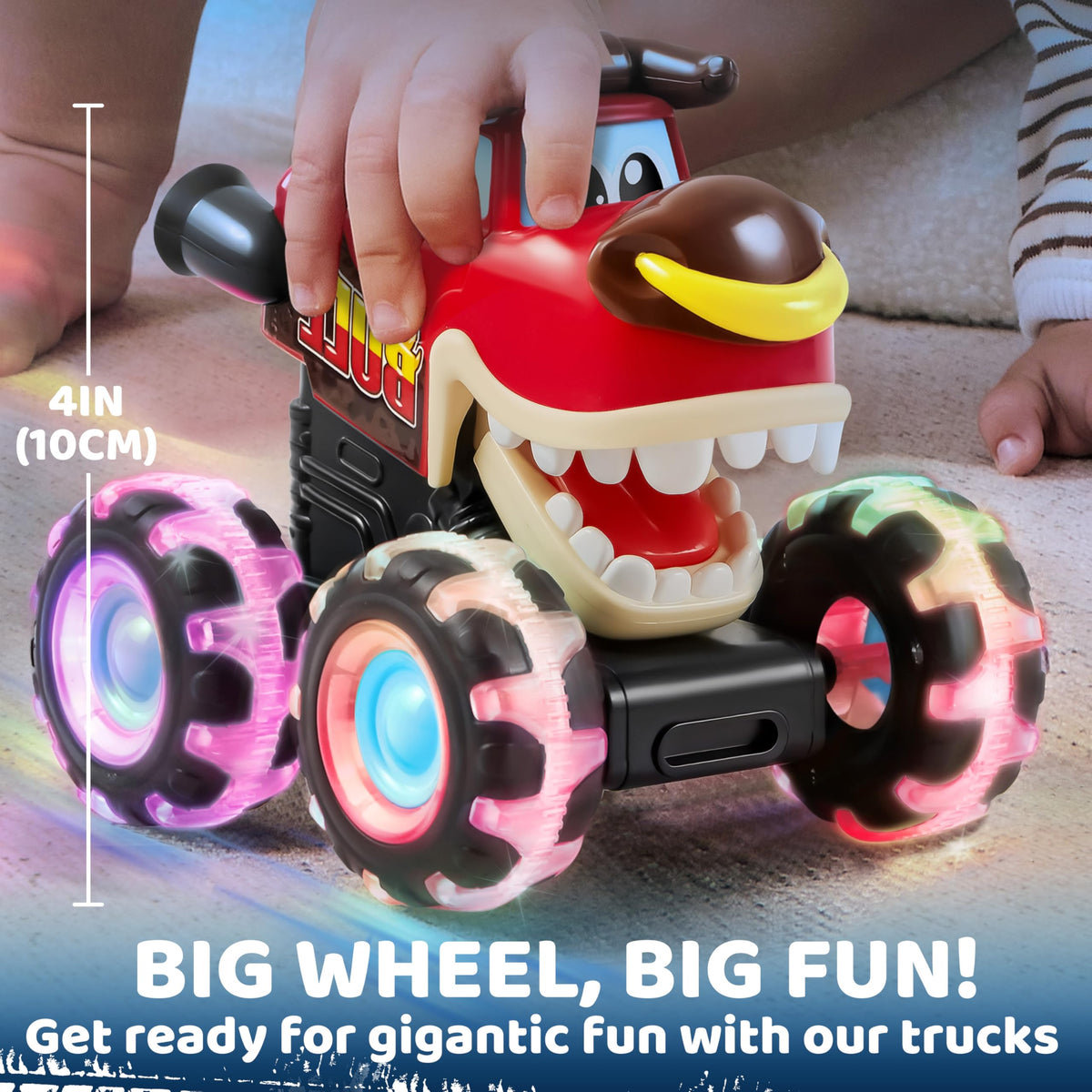 JOYIN 3 Pack Monster Truck Toy - Motion Activated Light Up Cars for Kids