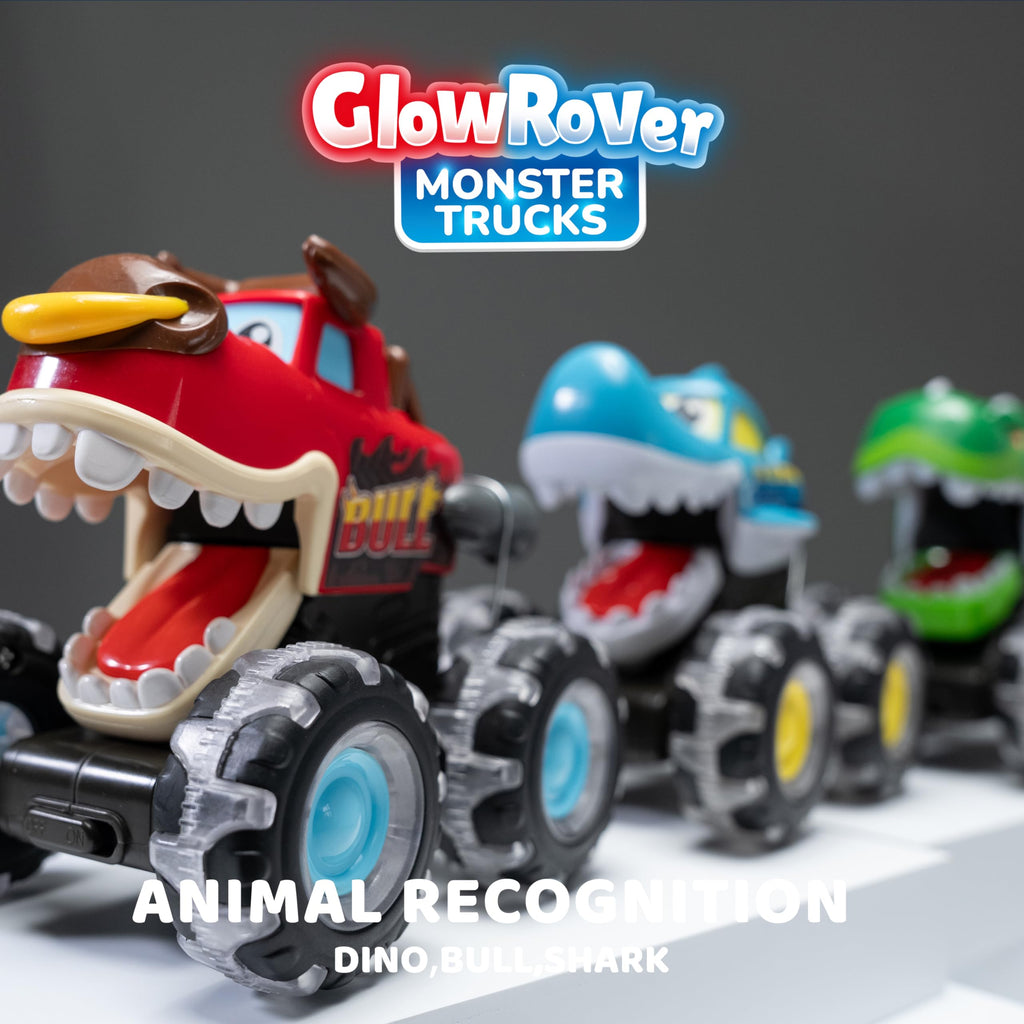 JOYIN 3 Pack Monster Truck Toy - Motion Activated Light Up Cars for Kids