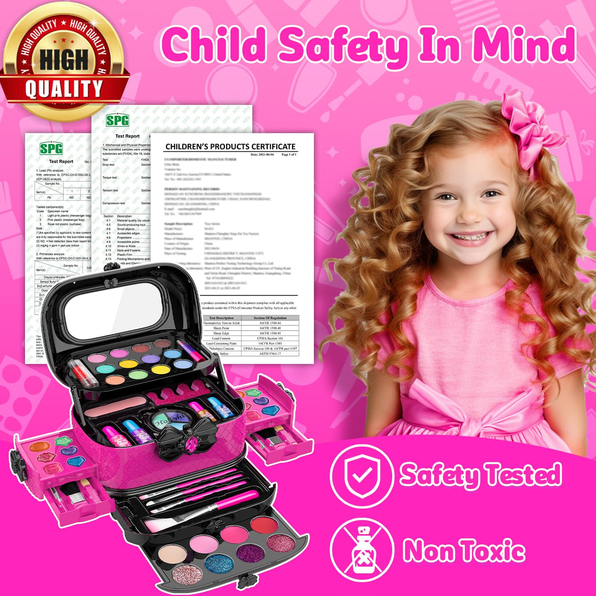 Hollyhi 58 Pcs Kids Makeup Toys Kit for Girls